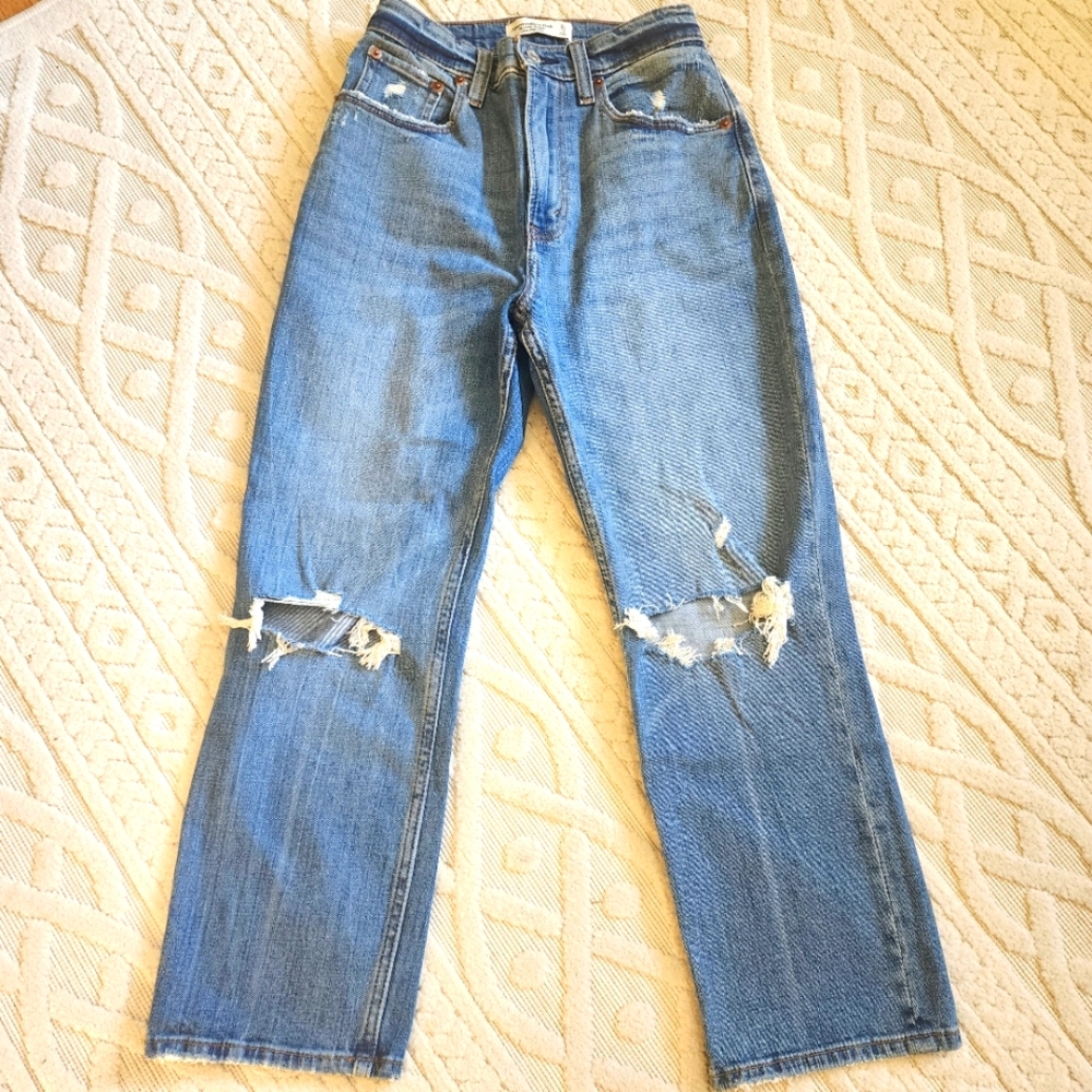NWT ABERCROMBIE The Ankle Straight Ultra High Rise Jeans 25/0s